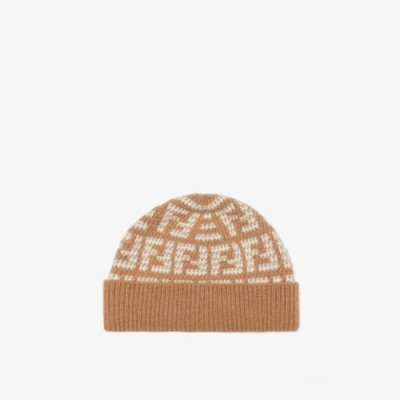 펜디 남/녀 카멜 비니 - Fendi Unisex Camel Beanie - acc1705x