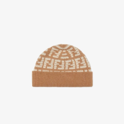 펜디 남/녀 카멜 비니 - Fendi Unisex Camel Beanie - acc1705x