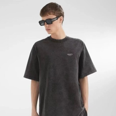 펜디 남성 블랙 반팔티 - Fendi Mens Black Tshirts - fec205x