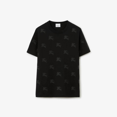 버버리 남/녀 블랙 크루넥 반팔티 - Burberry Unisex Black Tshirts - buc266x