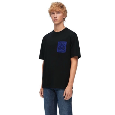 로에베 남/녀 이니셜 블랙 반팔티 - Loewe Unisex Black Tshirts - loc283x