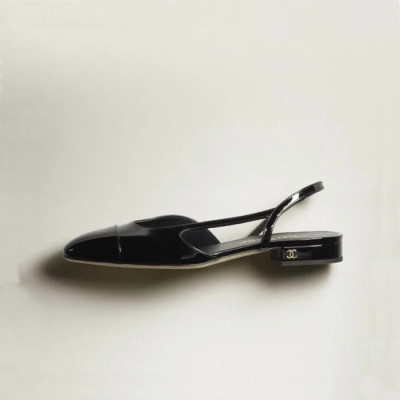 샤넬 여성 미들힐 슬링백 - Chanel Womens Black Slingback - chs109x