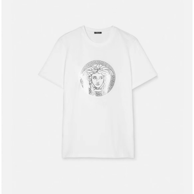 베르사체 남성 이니셜 화이트 반팔티 - Versace Mens Initial White Tshirts - vec02x