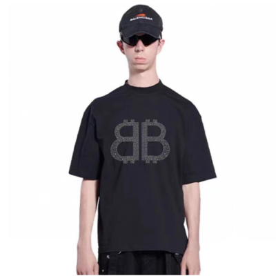 발렌시아가 남성 블랙 크루넥 반팔티 - Balenciaga Mens Black Tshirts - bac190x