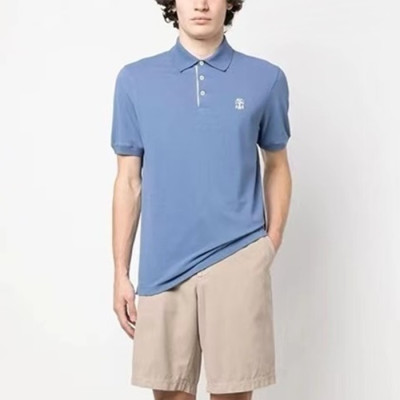 브루넬로쿠치넬리 남성 블루 폴로 반팔티 - Brunello Cucinelli Mens Blue Tshirts- brc304x