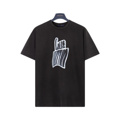 루이비통 남성 블랙 반팔티 - Louis vuitton Mens Black Tshirts - lvc327X