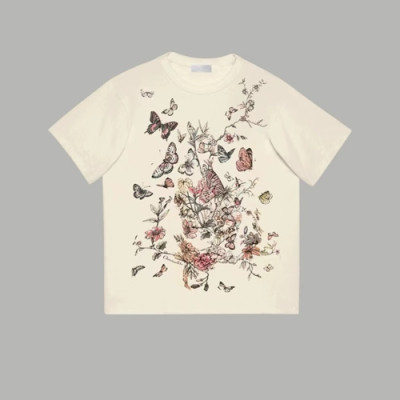 디올 남성 아이보리 반팔티 - Dior Mens Ivory Tshirts - dic296x