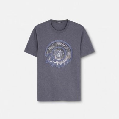 베르사체 남성 이니셜 그레이 티셔츠 - Versace Mens Initial Gray Tshirts - vec09x