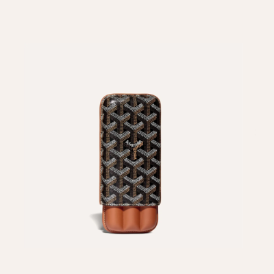 고야드 남성 블랙 탄 처칠 3 시가 케이스 - Goyard Mens Churchill 3 Cigar Case - gow164x