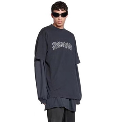 발렌시아가 남성 블랙 반팔티 - Balenciaga Mens Black Tshirts - bac207x