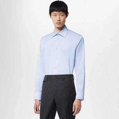 루이비통 남성 블루 셔츠 - Louis vuitton Mens Blue Shirts - lvc358x