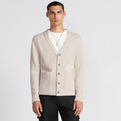 디올 남성 베이지 브이넥 가디건 - Dior Mens Beige Cardigan - dic386x