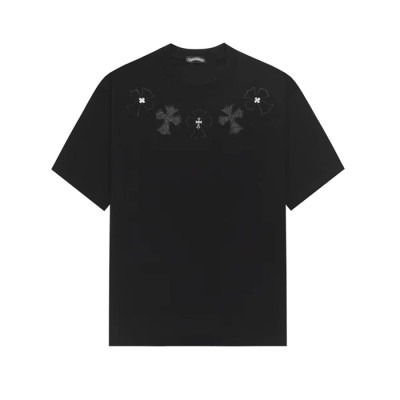 크롬하츠 남성 블랙 반팔티 - Chrom Hearts Mens Black Tshirts - chc135x