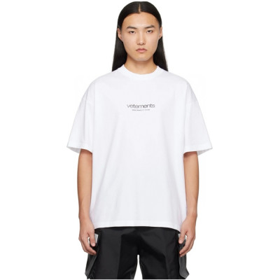 베트멍 남/녀 화이트 반팔 티셔츠 - Vetements Unisex White Tshirts - vec705x