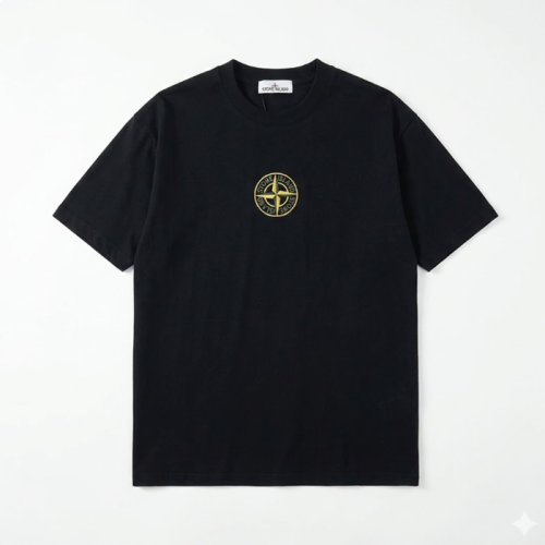 스톤아일랜드 남성 블랙 반팔 티셔츠 - Stone Island Mens Black Tshirts - stc01x