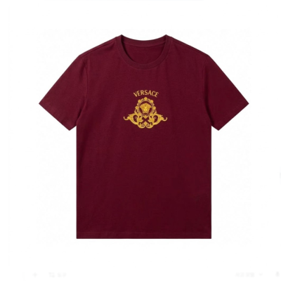 베르사체 남성 버건디 반팔 티셔츠 - Versace Mens Tshirts - vec21x