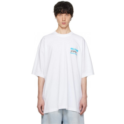 베트멍 남/녀 화이트 반팔 티셔츠 - Vetements Unisex Over Size Tshirts - vec761x