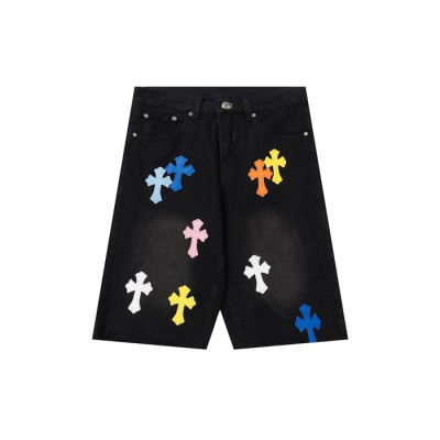 크롬하츠 남성 블랙 반바지 - Chrom Hearts Black Half-pants - chc795x