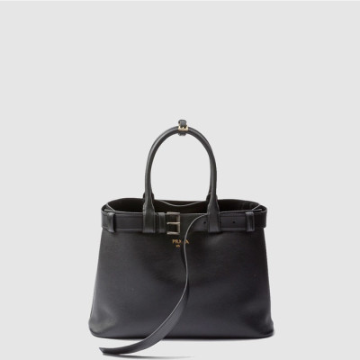 프라다 여성 더블 벨트 토트백 1BA416 - Prada Womens Black Tote Bag - prb2047x