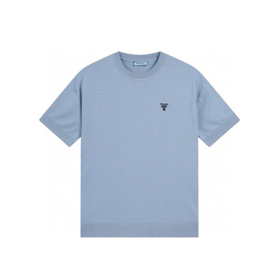 프라다 남성 블루 반팔 티셔츠 - Prada Mens Blue Tshirts - prc954x