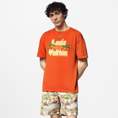 루이비통 남성 오렌지 반팔 티셔츠 - Louis vuitton Mens Orange Tshirts - lvc959x