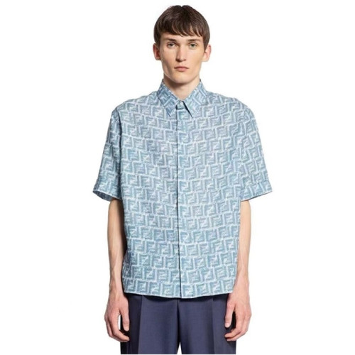 펜디 남성 블루 반팔 셔츠 - Fendi Mens Black Shirts - fec638x