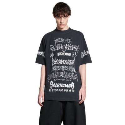 발렌시아가 남성 블랙 반팔 티셔츠 - Balenciaga Mens Black Tshirts - bac971x