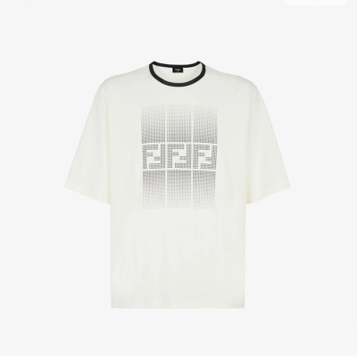 펜디 남성 화이트 반팔 티셔츠 - Fendi Mens White Tshirts - fec1007x