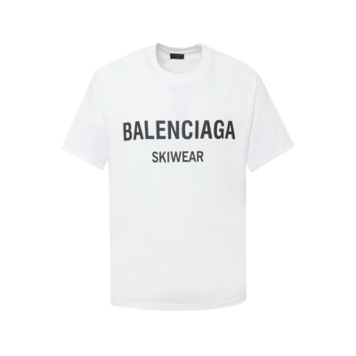 발렌시아가 남성 화이트 반팔 티셔츠 - Balenciaga Mens White Tshirts - bac1082x