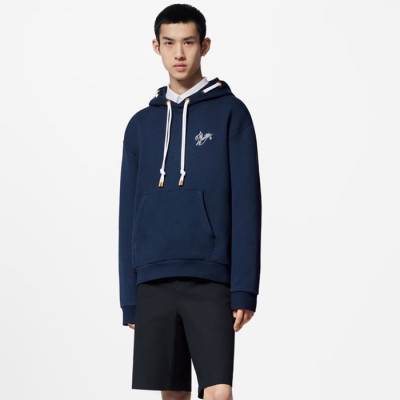 루이비통 남성 블루 후드티 - Louis vuitton Mens Blue Hoodie - lvc1116x