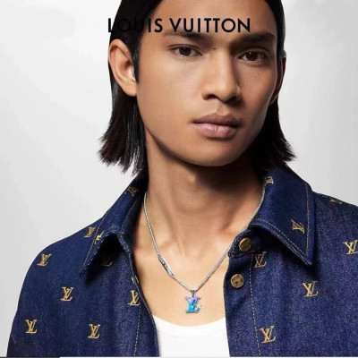 루이비통 남성 체인 펜던트 팔라듐 - Louis vuitton Mens Chain Necklace - acc2126x