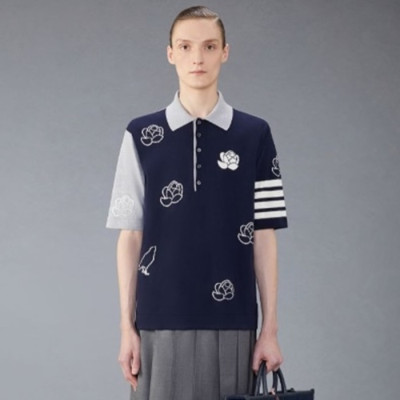 톰브라운 여성 폴로 반팔티 - Thom Browne Womens Navy Tshirts - thc1189x