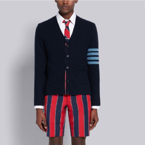 톰브라운 남성 브이넥 네이비 가디건 - Thom Browne Mens Navy Cardigan - thc1232x