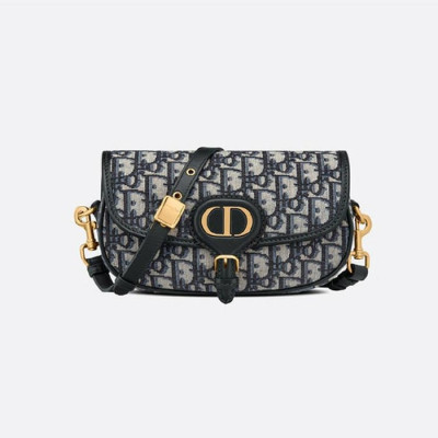 디올 여성 블루 오블리크 자카드 바비백 미디엄 - Dior Oblique Jacquard  Bobby Bag- di2573z