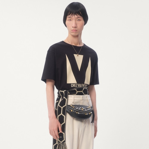 발렌티노 남성 블랙 반팔티 - Valentino Mens Black Tshirt - vac4693x