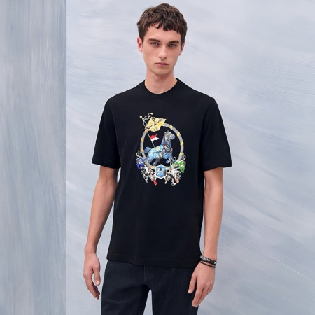 에르메스 남성 라운드 반팔티 - Hermes Mens Round Tshirt - hec5204x