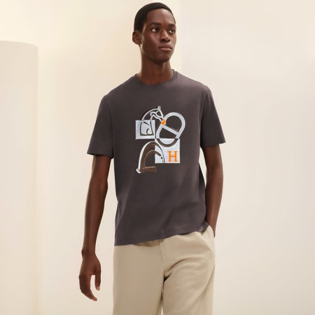 에르메스 남성 라운드 반팔티 - Hermes Mens Round Tshirt - hec5205x