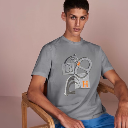 에르메스 남성 라운드 반팔티 - Hermes Mens Round Tshirt - hec5207x