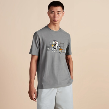 에르메스 남성 라운드 반팔티 - Hermes Mens Round Tshirt - hec5211x