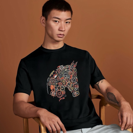 에르메스 남성 라운드 반팔티 - Hermes Mens Round Tshirt - hec5214x