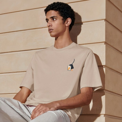 에르메스 남성 라운드 반팔티 - Hermes Mens Round Tshirt - hec5217x