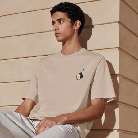 에르메스 남성 라운드 반팔티 - Hermes Mens Round Tshirt - hec5217x