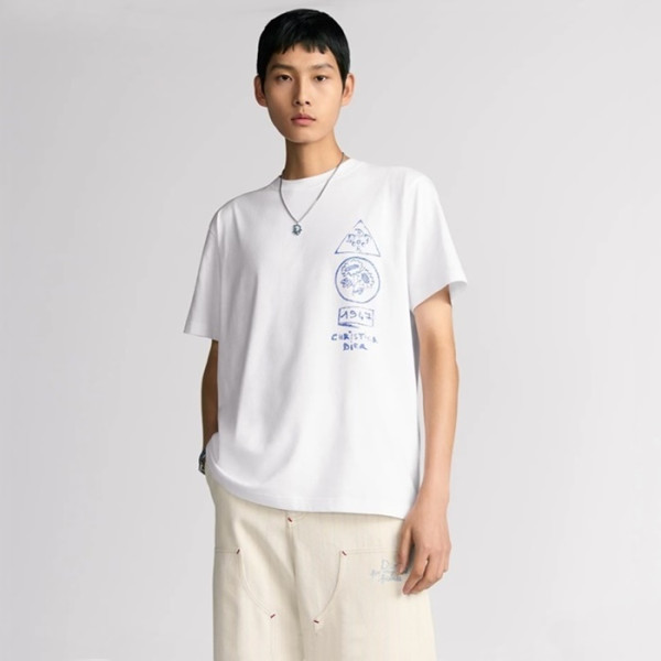 디올 남성 라운드 반팔 티셔츠 - Dior Mens Round Tshirt - dic5428x