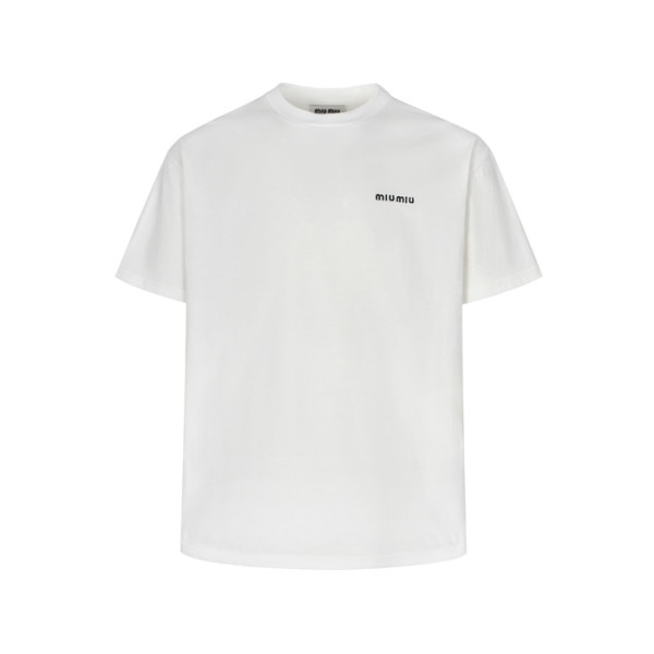 미우미우 남/녀 라운드 반팔 티셔츠 - Miumiu Unisex Round Tshirt - mic5558x