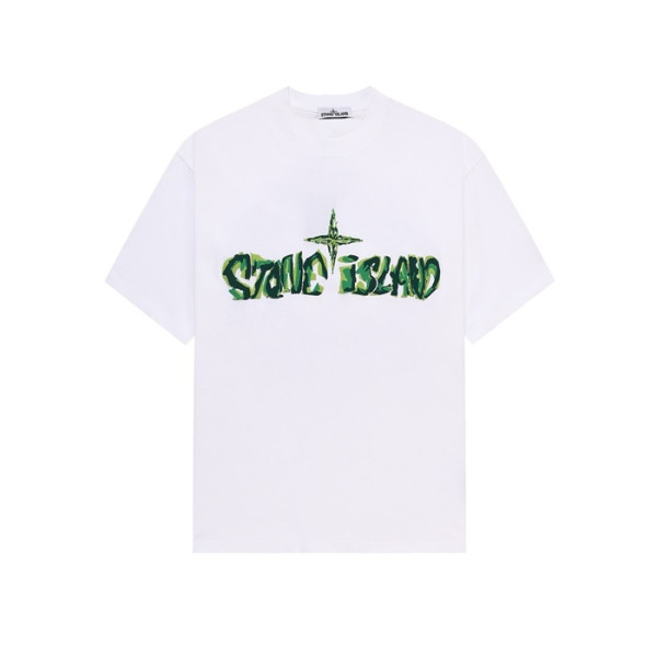 스톤아일랜드 남성 화이트 반팔 티셔츠 - Stone Island Mens White Tshirt - stc5611x