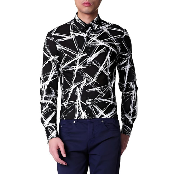 알렉산더 맥퀸 남성 블랙 셔츠 - Alexander McQueen Mens Dress Shirts - alc5657x
