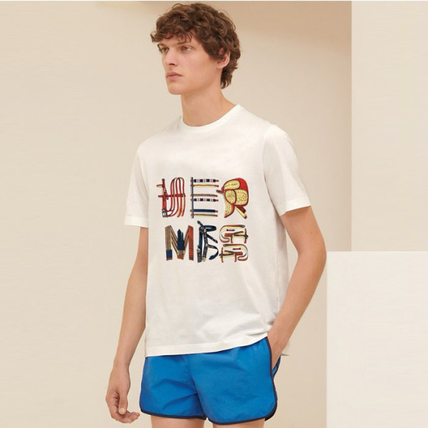 에르메스 남성 라운드 반팔티 - Hermes Mens Round Tshirt - hec5768x