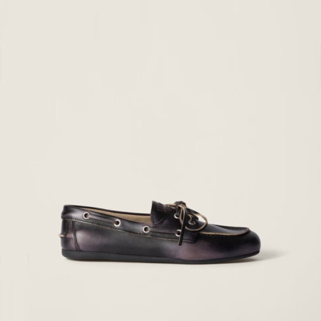 미우미우 여성 블리치드 보트 슈즈 - Miumiu Womens Unlined Bleached Leather Boat Shoes - hes5581x