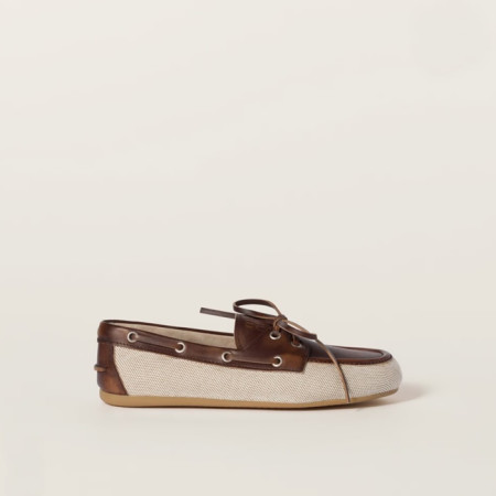 미우미우 여성 블리치드 보트 슈즈 - Miumiu Womens Unlined Bleached Leather Boat Shoes - hes5590x