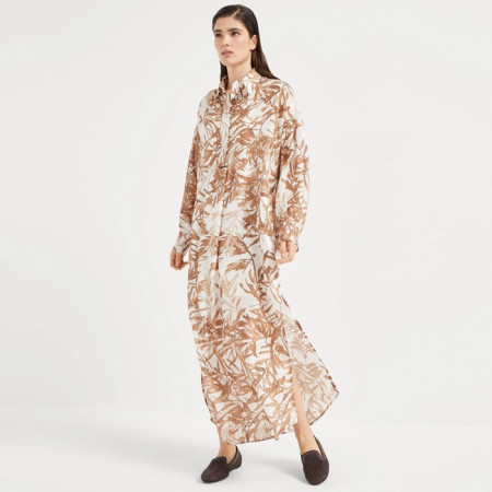 브루넬로쿠치넬리 여성 허바리움 프린트 폰지 셔츠 드레스 - Brunello Cucinelli Womens Herbarium Print Pongee Shirt Dress - brc6180x
